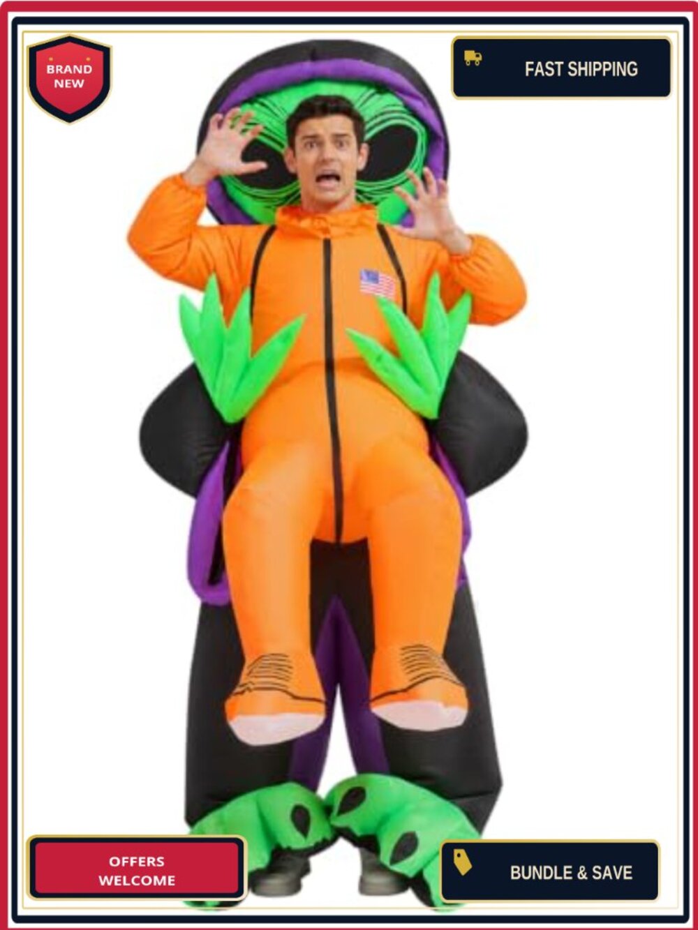 GOOSH Inflatable Alien Costume Adult Blow Up Halloween Funny Cosplay